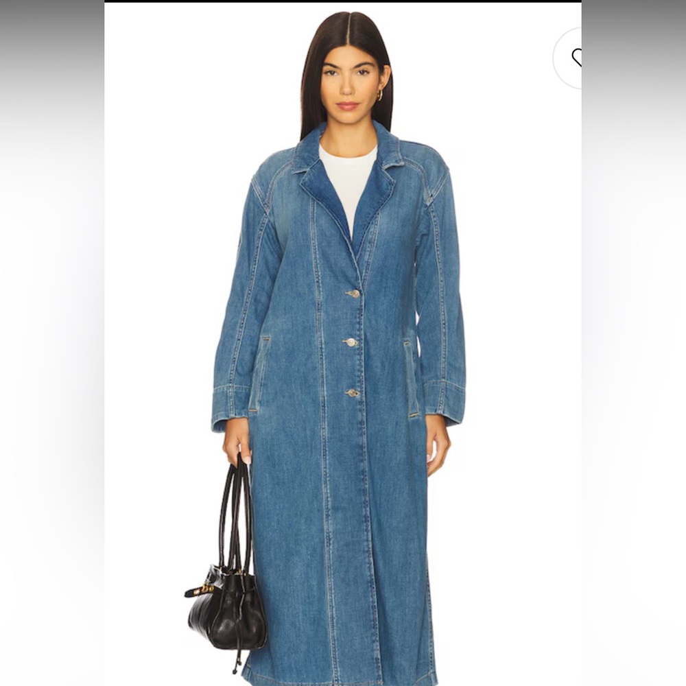 We The Free Long Blue Denim Coat NWT